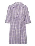 Seersucker Check Mini Wrap Dress Kort Kjole Purple Ganni