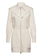 Zip Detail Utility Dress Kort Kjole Cream Victoria Beckham