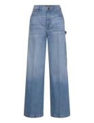 High-Rise Wide-Leg Carpenter Jean Bottoms Jeans Wide Blue Lauren Ralph...