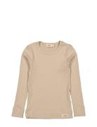 Plain Tee Ls Tops T-shirts Long-sleeved T-Skjorte Beige MarMar Copenha...