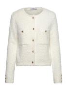 Tweed Jacket With Jewel Buttons Tops Knitwear Cardigans Cream Mango