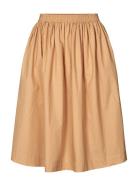 Olga Skirt - Poplin Knælang Nederdel Beige STUDIO FEDER