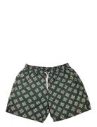 Dark Green Floral Swim Shorts Badeshorts Khaki Green Portia 1924