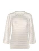 Kaliddy 3/4 Sleeve Blouse Tops T-shirts & Tops Long-sleeved Beige Kaff...