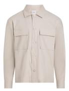 Linen Lyocell Stretch Overshirt Tops Overshirts Cream Calvin Klein