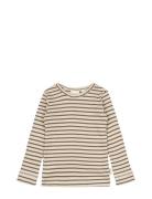 T-Shirt L/S Modal Striped Tops T-shirts Long-sleeved T-Skjorte Brown P...