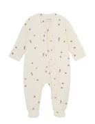 Nightsuit W. Feet Pyjamas Sie Jumpsuit White Fixoni