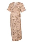 Mlmariano Tess Ss Jrs Midi Dress 2F Dresses Wrap Dresses Beige Mamalic...