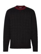 Over D Cable Sweater Tops Knitwear Round Necks Black Weekday