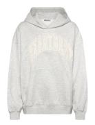 Printed Hoodie Tops Sweatshirts & Hoodies Hoodies Grey Weekday