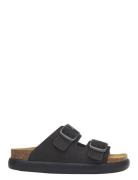 Sl Noelle Chunky Suede Grey Flade Sandaler Black Scholl