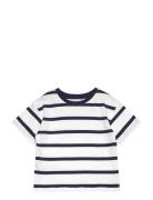 Striped Cotton T-Shirt Tops T-Kortærmet Skjorte White Mango