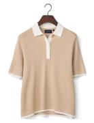 Full Milano Short Sleeve Knitted Polo Tops T-shirts & Tops Polos Beige...