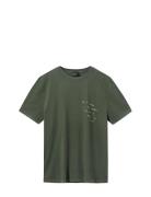 Kap Dan Tee Print Tops T-Kortærmet Skjorte Khaki Green H2O