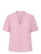 Yastia Ss Top S. Noos Tops Blouses Short-sleeved Pink YAS