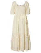 Slfdora Ss Aop Ankle Dress B Kjole Cream Selected Femme