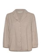 Mschpennie Ginia 3/4 Shirt Tops Shirts Linen Shirts Beige MSCH Copenha...