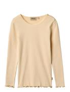 Rib T-Shirt L/S Reese Tops T-shirts Long-sleeved T-Skjorte Yellow Whea...