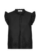 Rwlauren Sl Regular Top Tops Blouses Short-sleeved Black Rosemunde