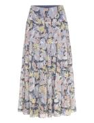 Floral Crinkle Georgette Tiered Skirt Skirts Maxi Skirts Blue Lauren R...