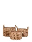 Tova - Baskets, Water Hyacinth, Natural, Set Of 3 Home Storage Storage...