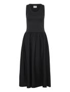 Jersey Woven Midi Dress Knælang Kjole Black GANT