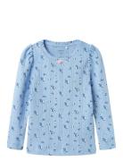 Nmfdyna Slim Ls Top Box Tops T-shirts Long-sleeved T-Skjorte Blue Name...