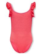 Kmgwave Structure Swimsuit Acc Badedragt Badetøj Red Kids Only