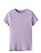 Nkfnoralina Ss Top Noos Tops T-Kortærmet Skjorte Purple Name It