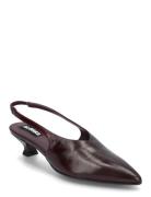 Eros Leather Pumps Shoes Sling Backs Heeled Slingbacks Burgundy ALOHAS