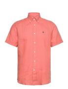 Douglas Linen Ss Shirt-Classic Fit Designers Shirts Short-sleeved Oran...
