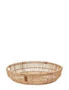 Round Rattan Tray Home Tableware Dining & Table Accessories Trays Beig...