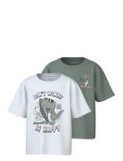 Nmmvagno 2P Ss Loose Top Tops T-Kortærmet Skjorte Green Name It