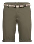 Superflex Chino Shorts W. Belt Bottoms Shorts Chinos Shorts Khaki Gree...