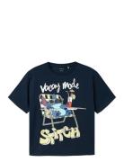 Nkmabbu Stitch Nreg Ss Top Wdi Tops T-Kortærmet Skjorte Navy Name It