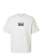 Slhrelaxdarius Print Ss O-Neck Tee Tops T-Kortærmet Skjorte White Sele...