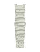 Mschgubbi Rasmia Sl Dress Stp Knælang Kjole Cream MSCH Copenhagen