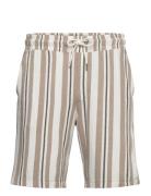 Striped Terry Shorts With Elastic W Bottoms Shorts Casual Beige Lindbe...