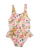 Eva – Badedragt 1-2 År – Ocean Blossom Badedragt Badetøj Pink Filibabb...