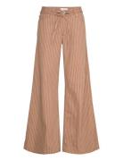 Wide-Leg Jeans With Stripes And Belt Bottoms Jeans Wide Brown Mango