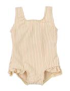 Swimsuit Butterfly Printed Badedragt Badetøj Yellow Petit Piao