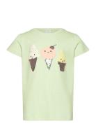 Top Ss Placement Print Icecrea Tops T-Kortærmet Skjorte Green Lindex