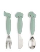 Easy-Grip Cutlery Set Deer Friends Green Home Meal Time Cutlery Green ...