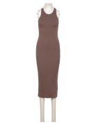 Ease Ribbed Tank Dress Maxikjole Festkjole Brown Aim´n