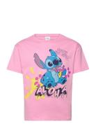 Tshirt Tops T-Kortærmet Skjorte Pink Lilo & Stitch
