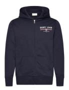 Graphic Full Zip Hoodie Tops Sweatshirts & Hoodies Hoodies Navy GANT