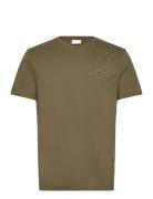 Reg Tonal Shield Ss T-Shirt Tops T-Kortærmet Skjorte Khaki Green GANT
