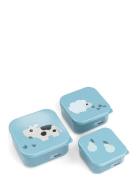 Snack Box Set 3 Pcs Tiny Farm Blue Home Meal Time Lunch Boxes Blue D B...