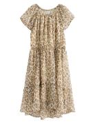Dress Chiffon Hi Low Aop Dresses & Skirts Dresses Partydresses Beige L...