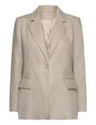 Vera Fitted Linen Blazer Blazers Single Breasted Blazers Beige Malina